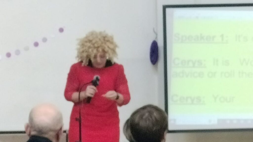 Cerys Bradley performing comedy