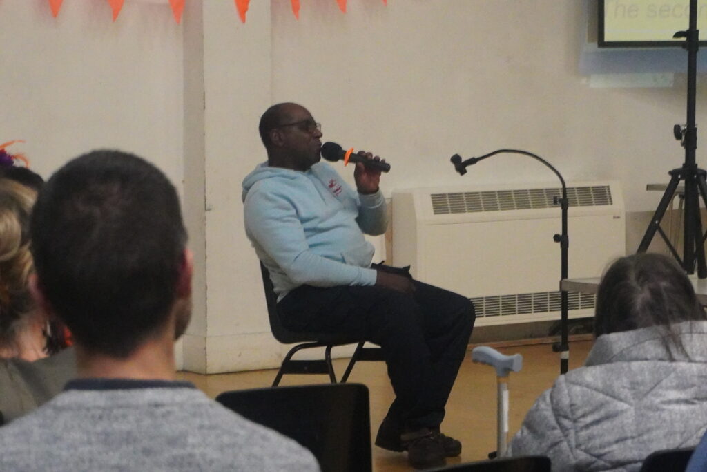 Sedley Wilson performing his poem