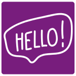 The word "Hello" in a speech bubble