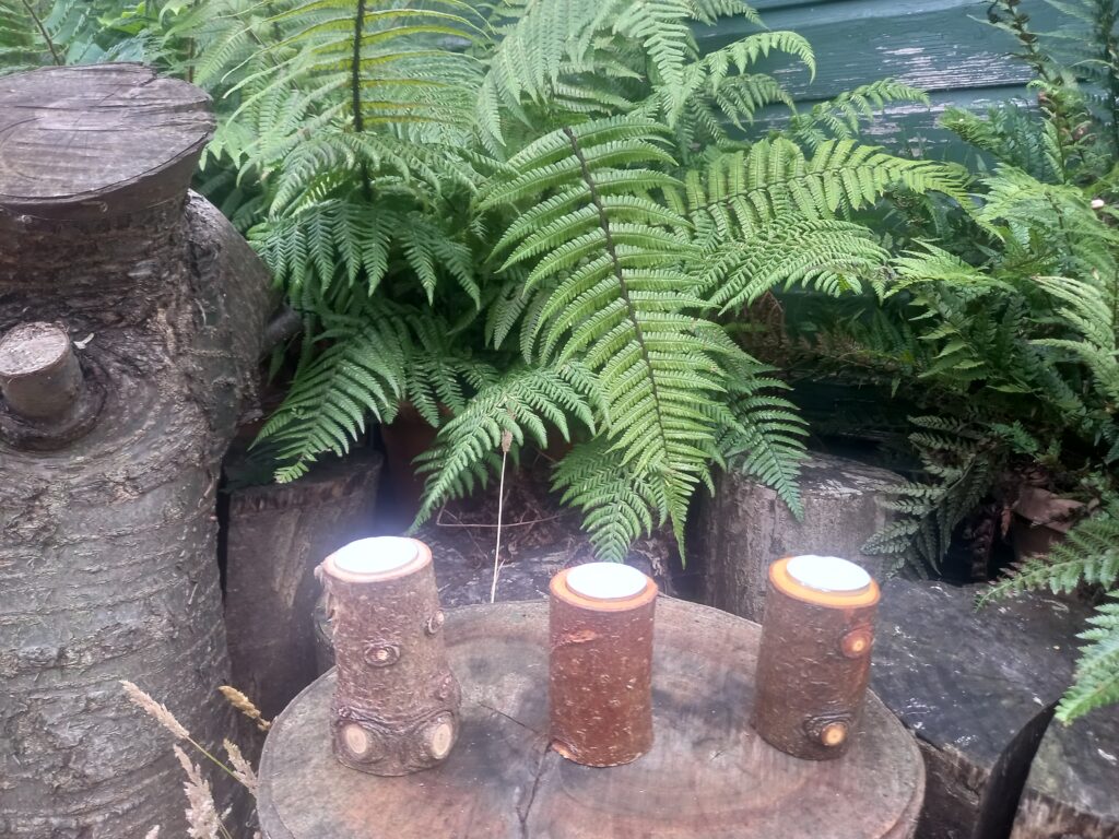 Tea light candle holders made from Christmas trees
