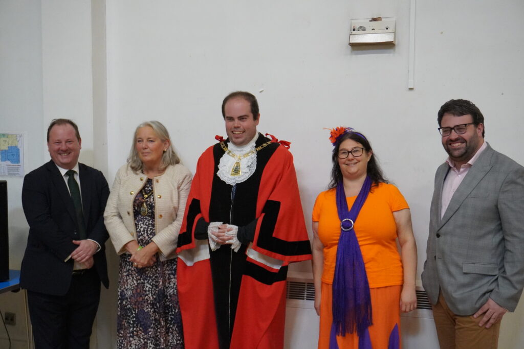 Nicola, CEO, with the Mayor and Mayoress of Bromley, Thomas Turrell AM and Peter Fortune MP