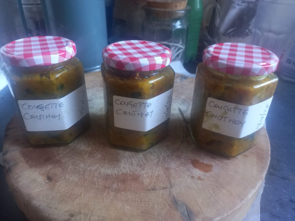 Homemade courgette chutney Duncan made from his allotment